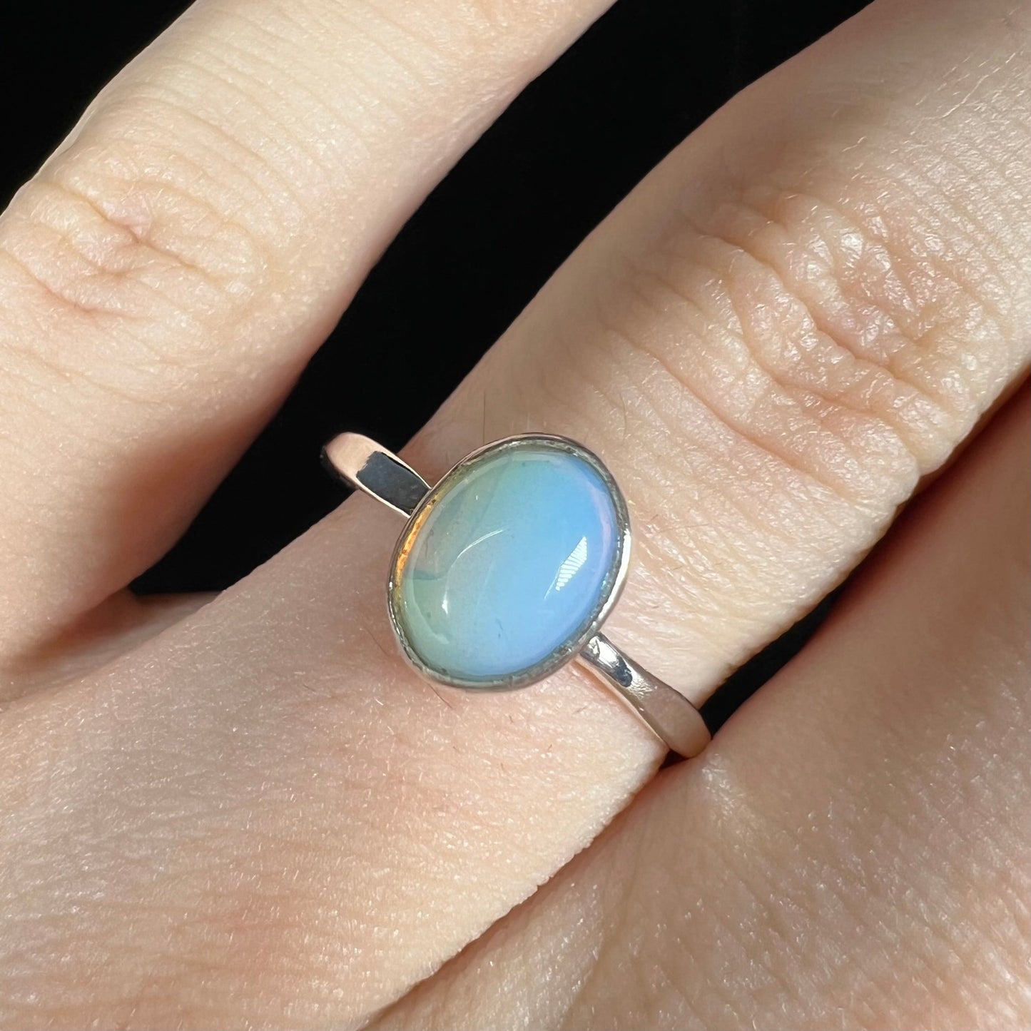 Opalite Solitaire Ring in Base Metal | Estate