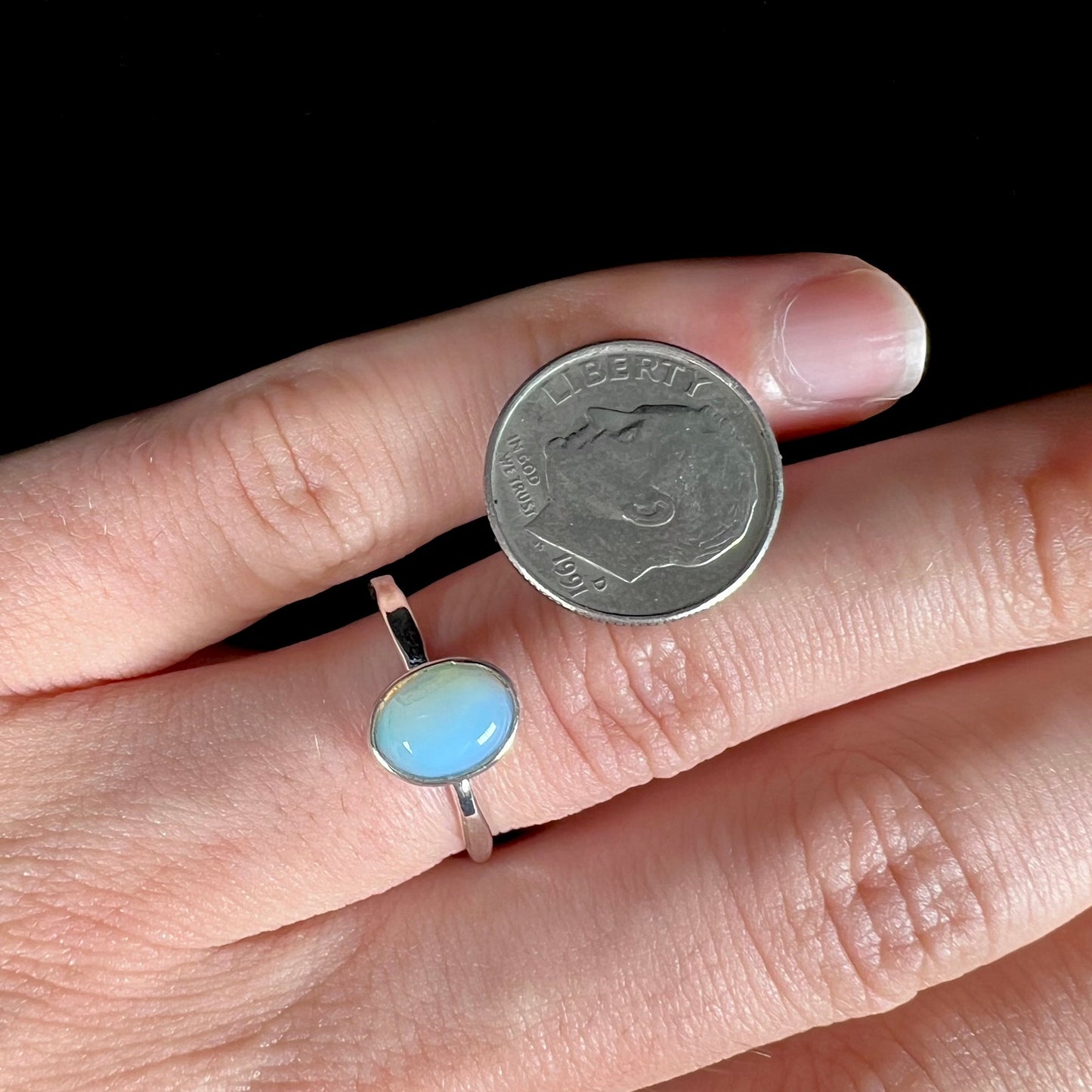 Opalite Solitaire Ring in Base Metal | Estate