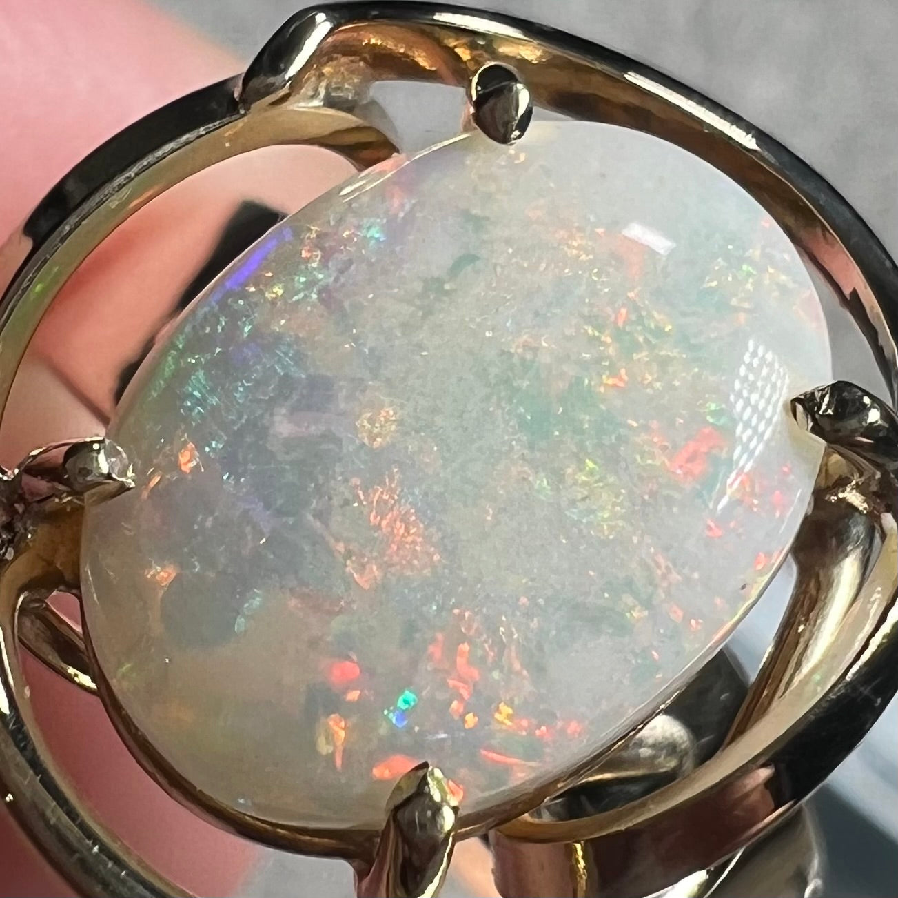 Ivanna | English Estate Opal Solitaire Ring in 9k Gold