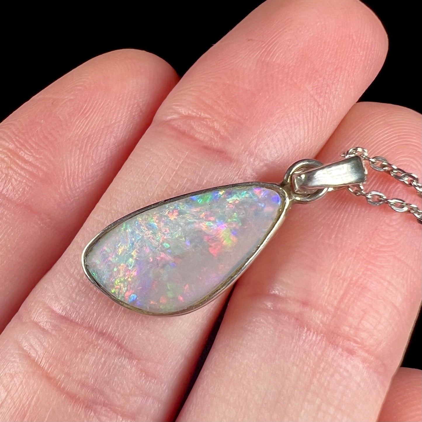 Amy | 1.36ct Crystal Opal Necklace in Sterling Silver