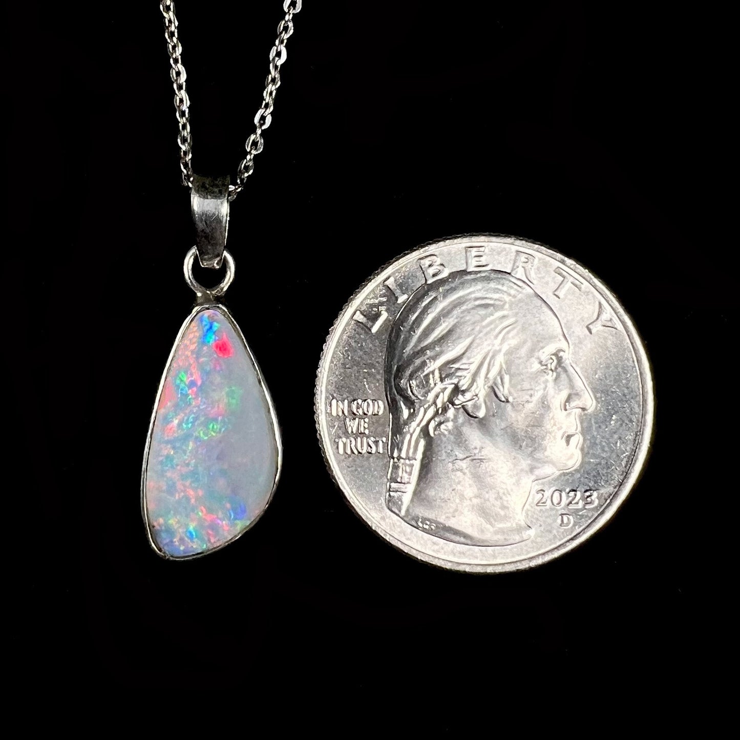 Amy | 1.36ct Crystal Opal Necklace in Sterling Silver