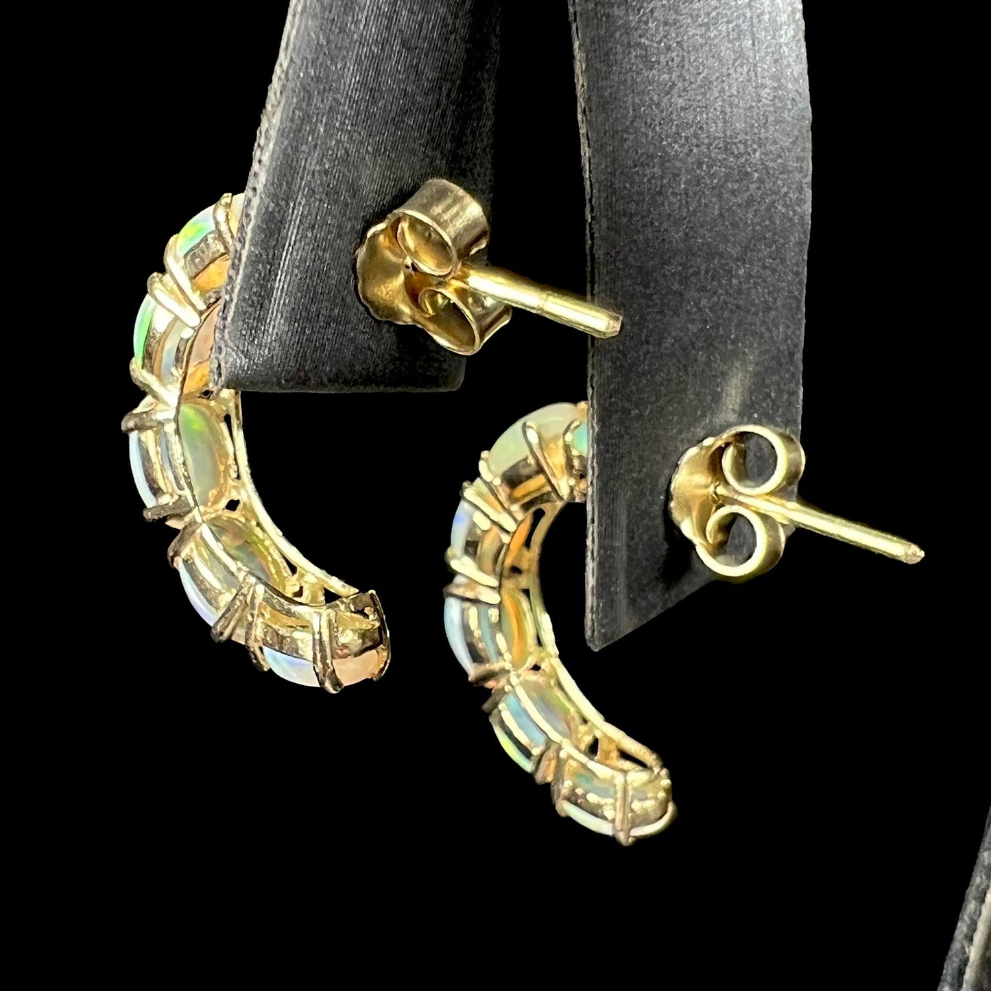 Gaby & Abby | Crystal Opal Semi-Hoop Earrings in 14k Gold