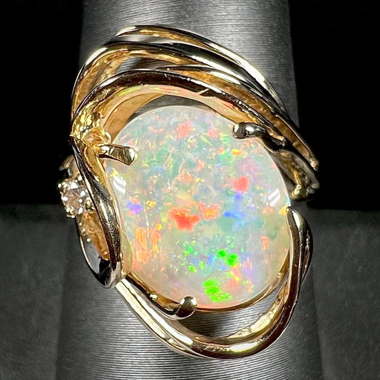 Dianne | Coober Pedy Opal & Diamond Cocktail Ring in 14k Gold