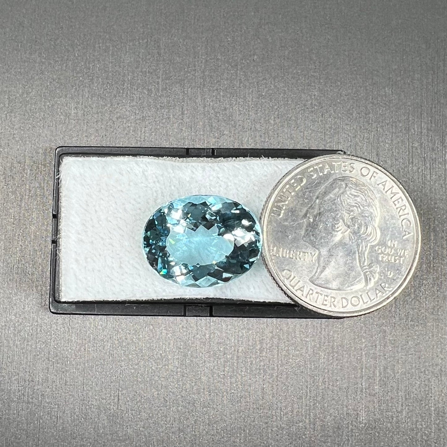 A loose, AAA grade, oval cut aquamarine stone from Brazil.