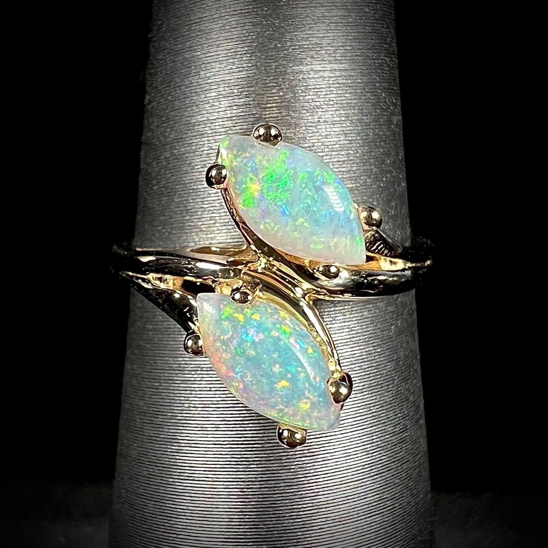 Two-Stone Marquise Opal Ring in 14k Gold OpalPop - Main Image