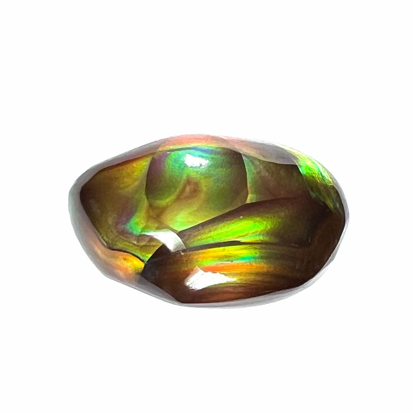 A loose, gem grade Mexican fire agate stone.  The stone is finely banded and ice blue green color.