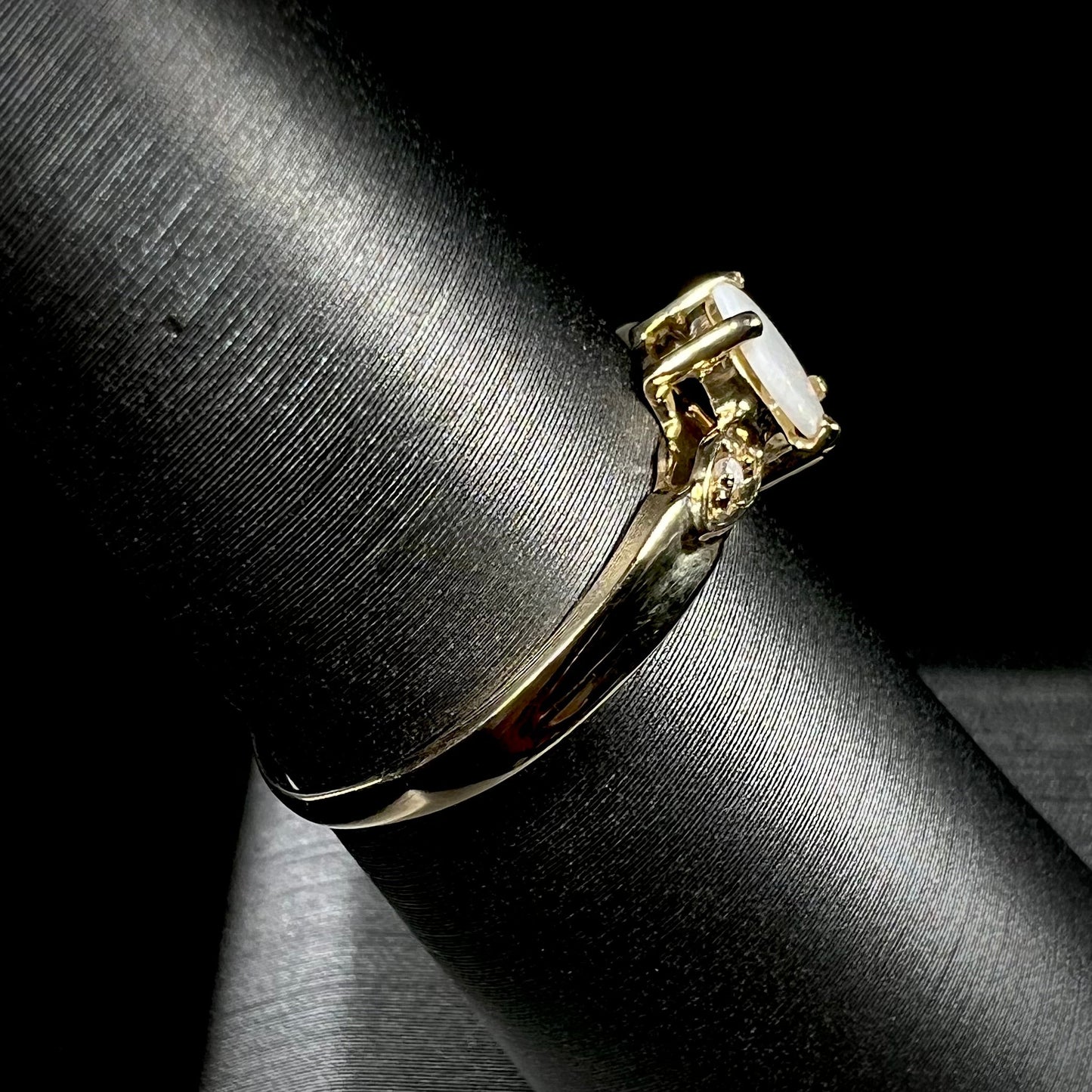 Zandra | Coober Pedy Opal & Diamond Ring in 10k Gold