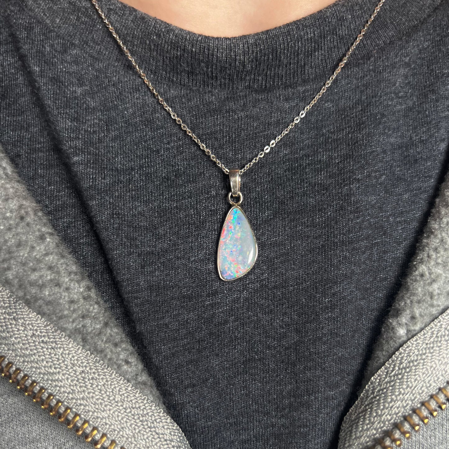 Amy | 1.36ct Crystal Opal Necklace in Sterling Silver