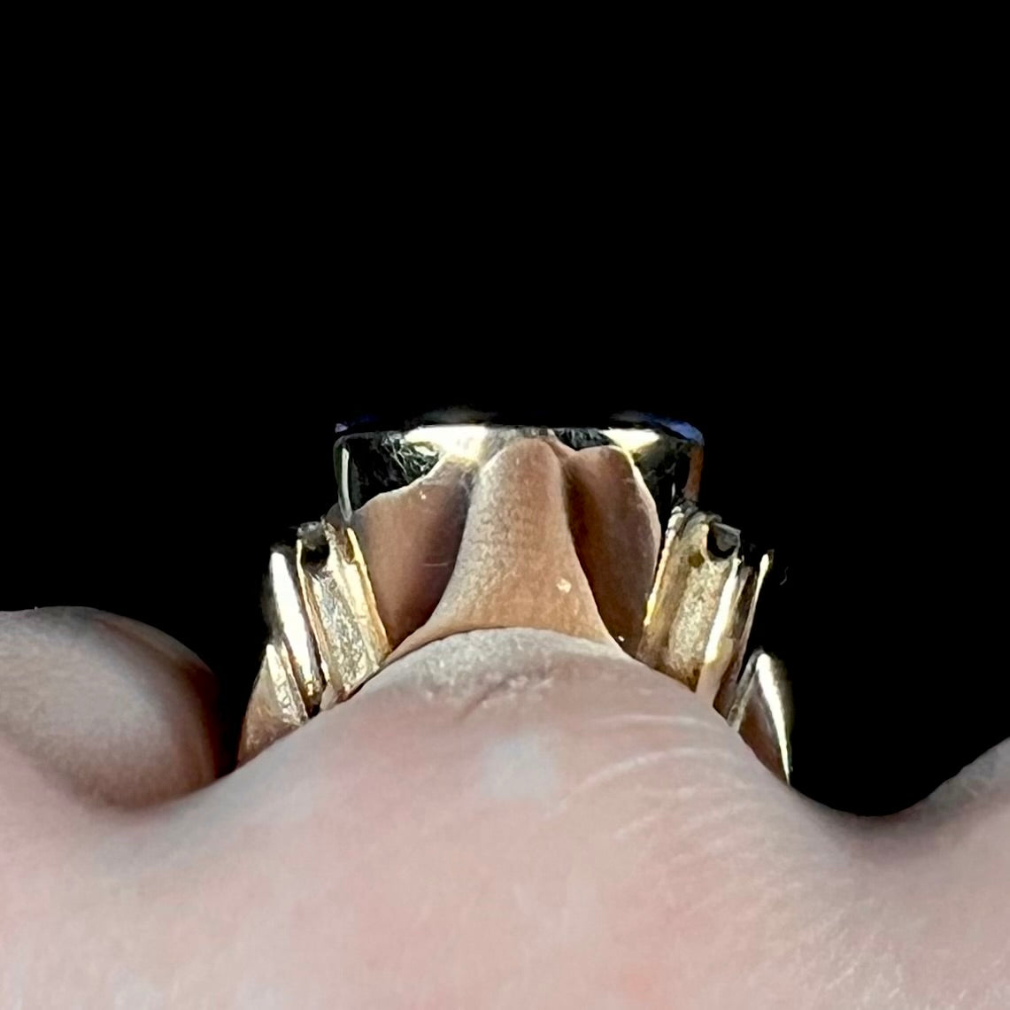 Lulu | Estate Black Boulder Opal Doublet & Diamond Ring in 14k Gold