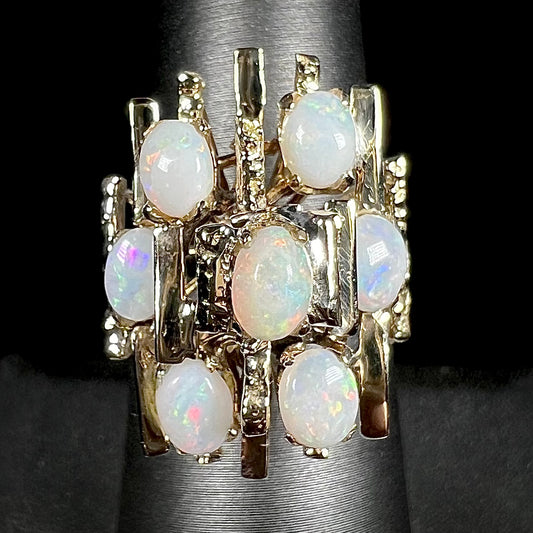 Marge | Mid-Century Modern Opal Cluster Ring in 12kt Gold, c.1950's