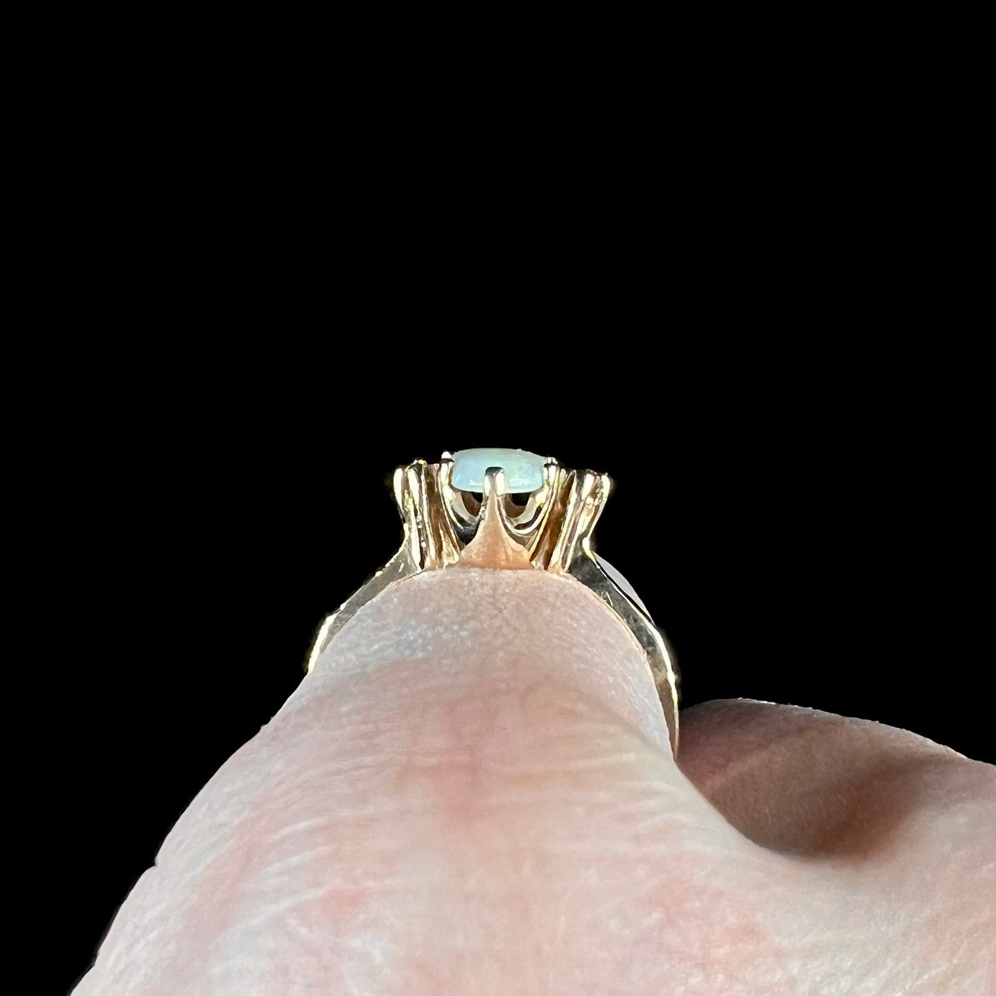 Bianca | Vintage Dainty Opal & Diamond Ring in 10kt Gold, c.1960's