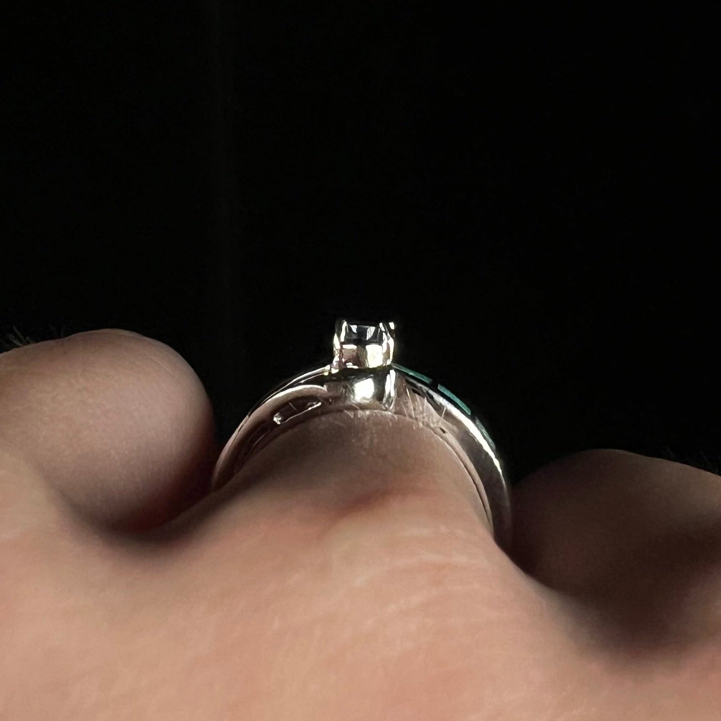 Ilsa | Tanzanite & Opal Doublet Inlay Ring in 10k White Gold