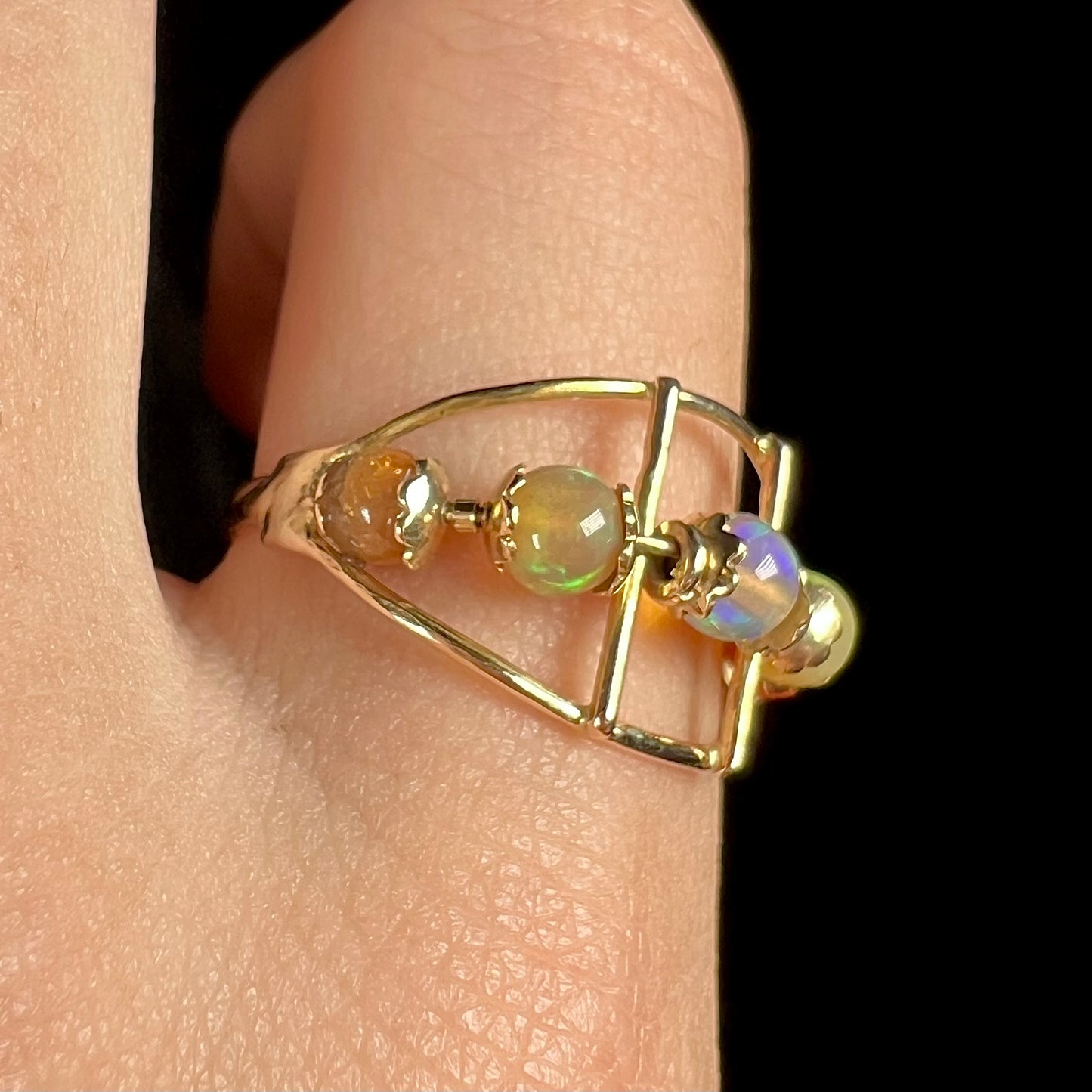 Lisa | Estate Fire Opal Spinner Ring in 18k Gold