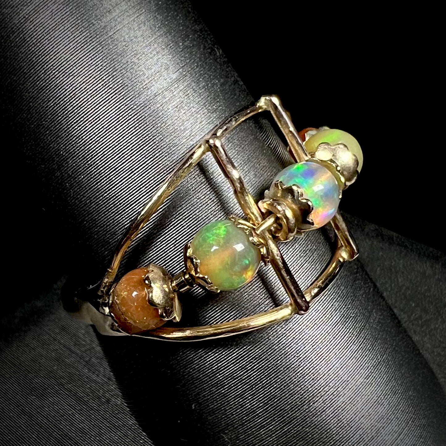 Lisa | Estate Fire Opal Spinner Ring in 18k Gold