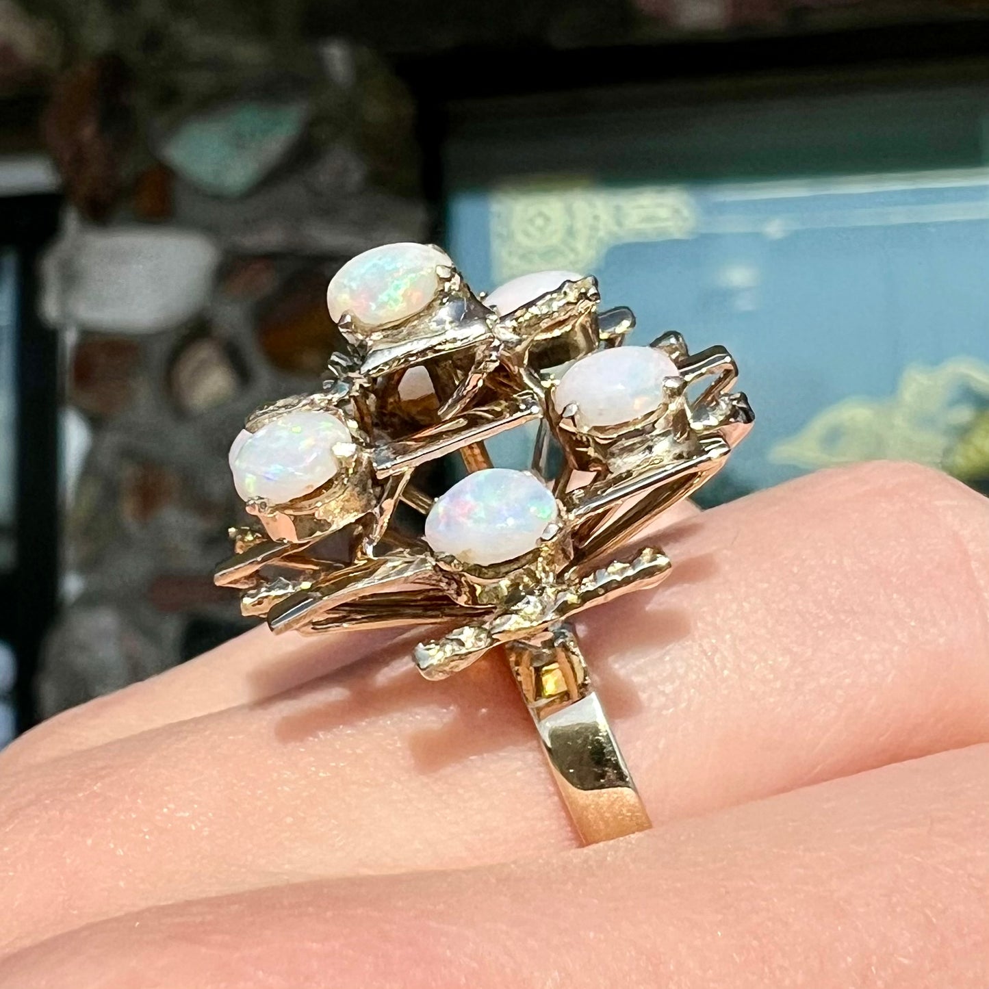 Marge | Mid-Century Modern Opal Cluster Ring in 12kt Gold, c.1950's