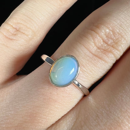 Opalite Solitaire Ring in Base Metal | Estate