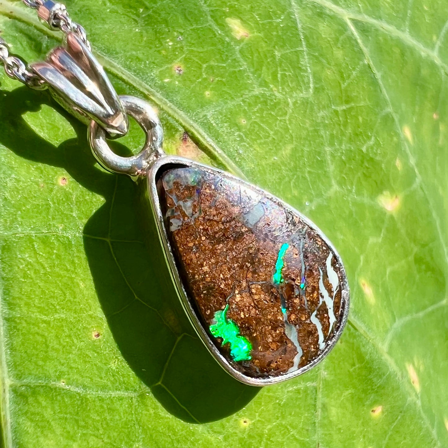 Jan | 3.20ct Boulder Opal Necklace in Sterling Silver