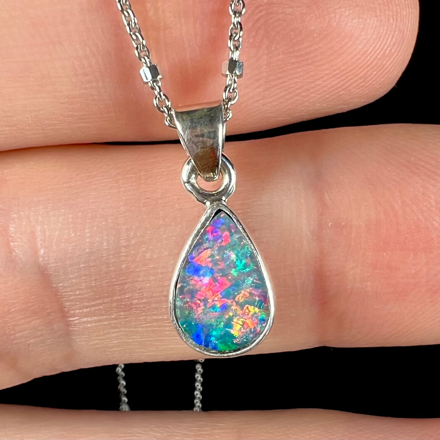 Madalyn | Vivid Enhanced Opal Necklace in Stering Silver