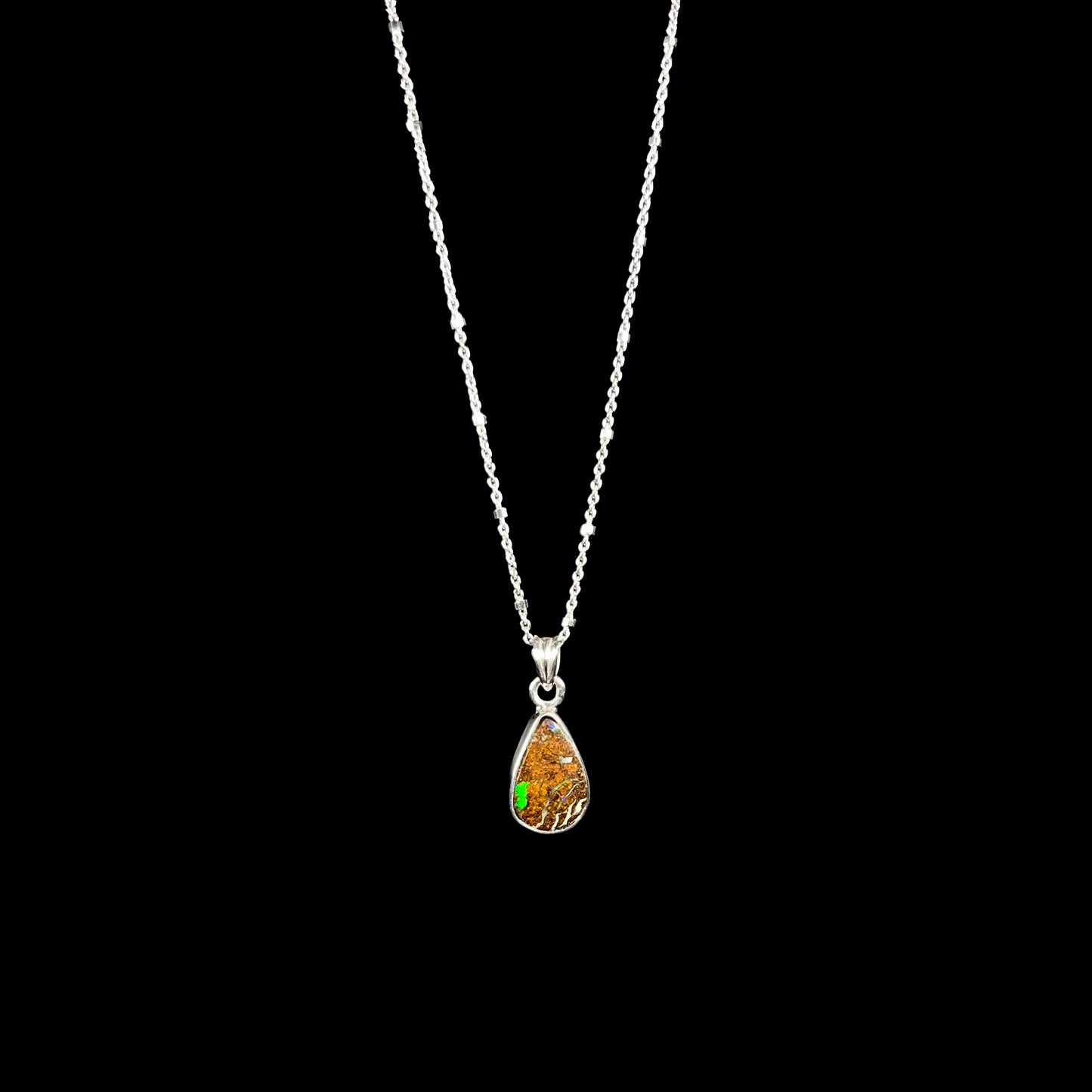 Jan | 3.20ct Boulder Opal Necklace in Sterling Silver