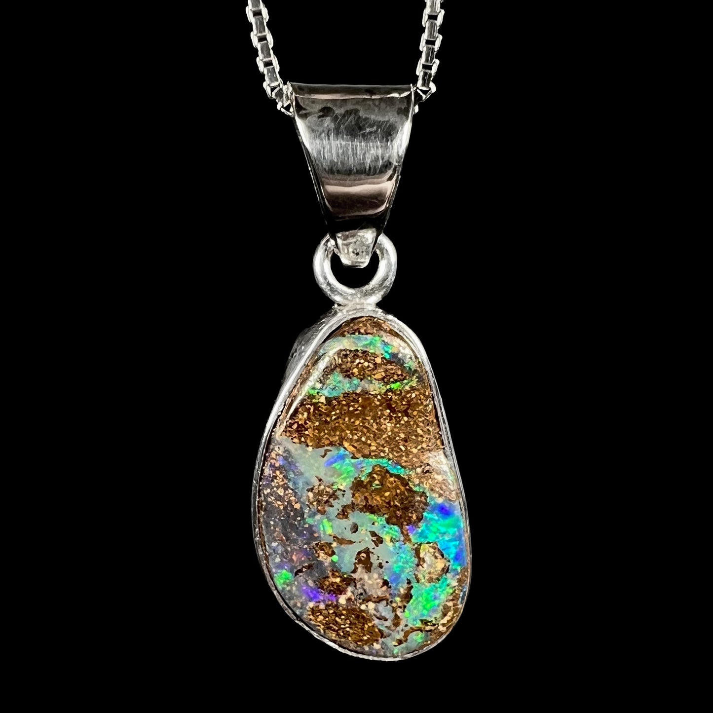 Jaanvi | 6.00ct Boulder Opal Necklace in Sterling Silver