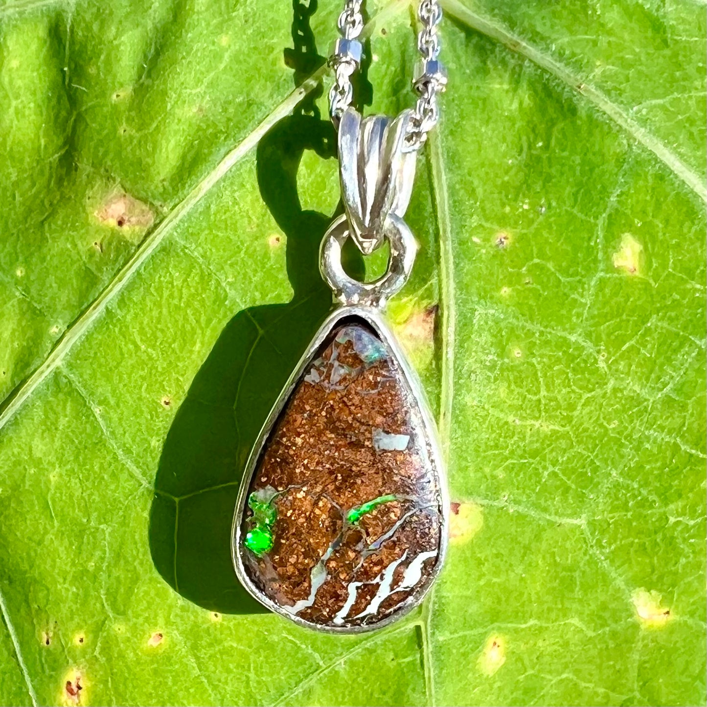 Jan | 3.20ct Boulder Opal Necklace in Sterling Silver