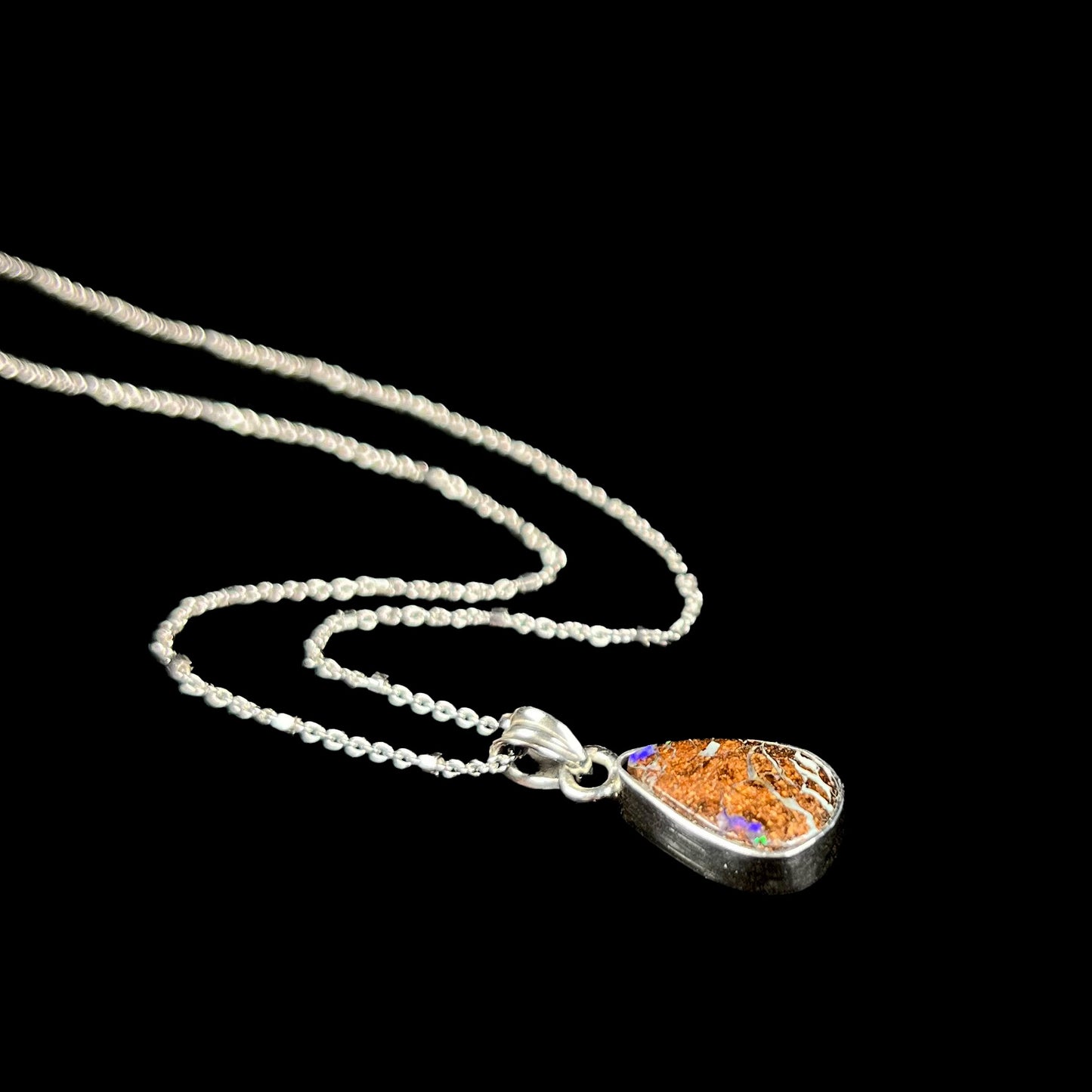 Jan | 3.20ct Boulder Opal Necklace in Sterling Silver