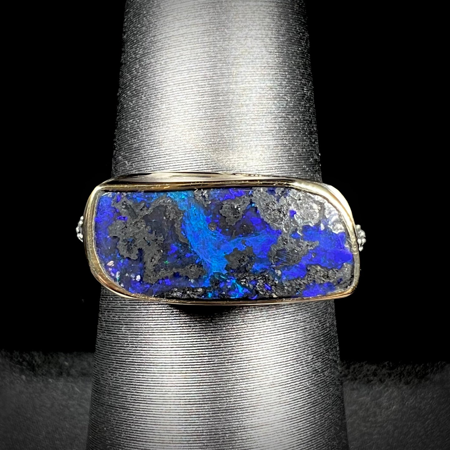 Saskia | "Elyse Clark" Boulder Opal Ring in 18k Gold & Sterling Silver