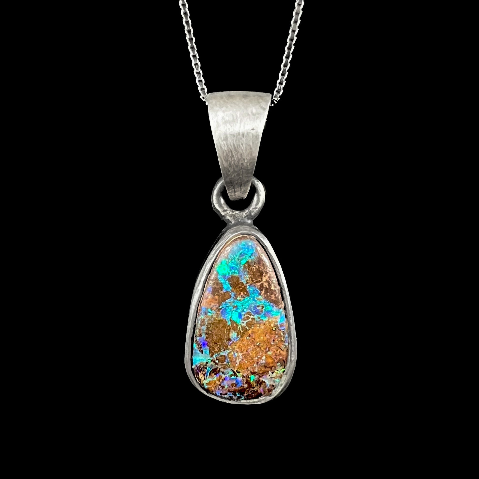 Rustic Style Boulder Opal Pendant in Sterling Silver OpalPop