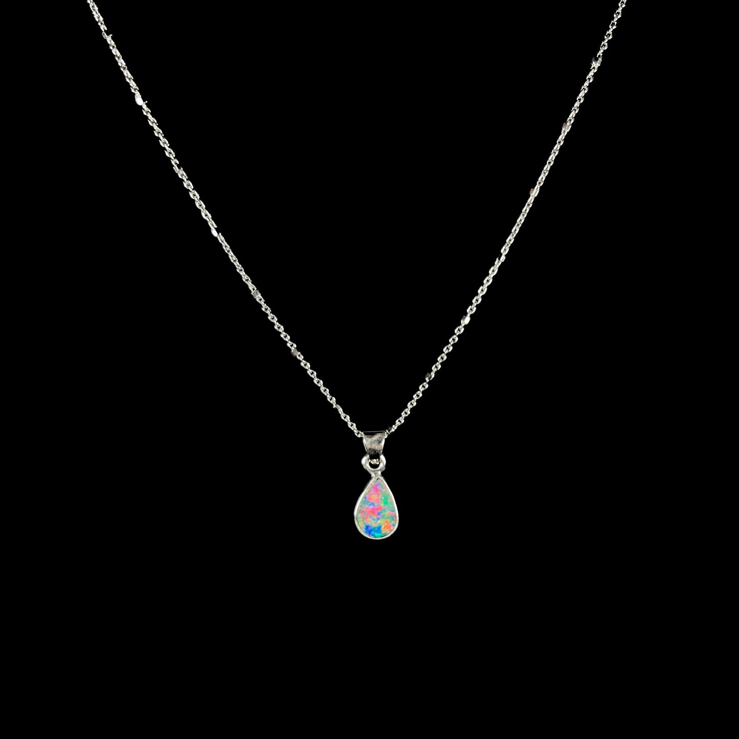 Madalyn | Vivid Enhanced Opal Necklace in Stering Silver