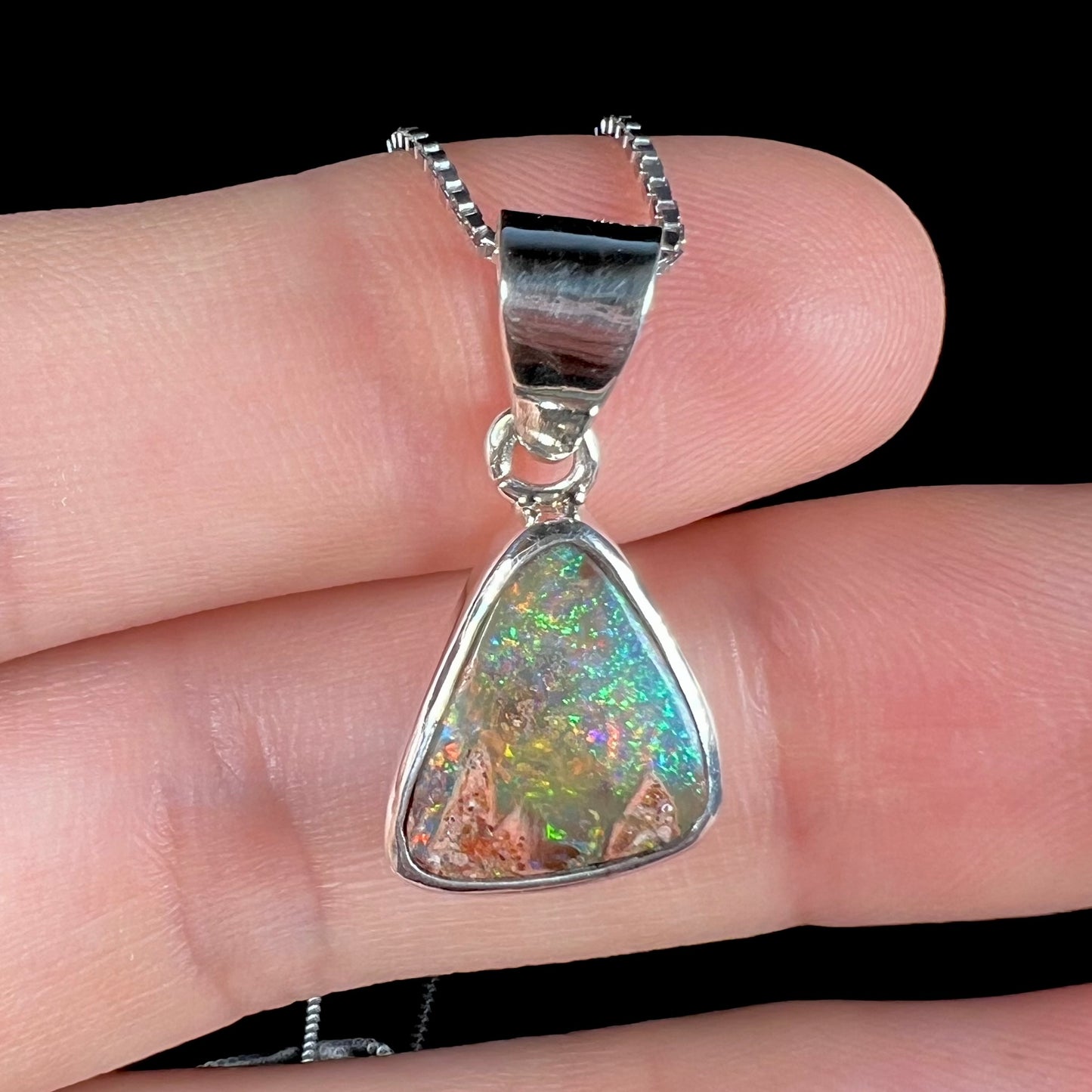 Holly | Glittering Pipe Boulder Opal Necklace in Sterling Silver