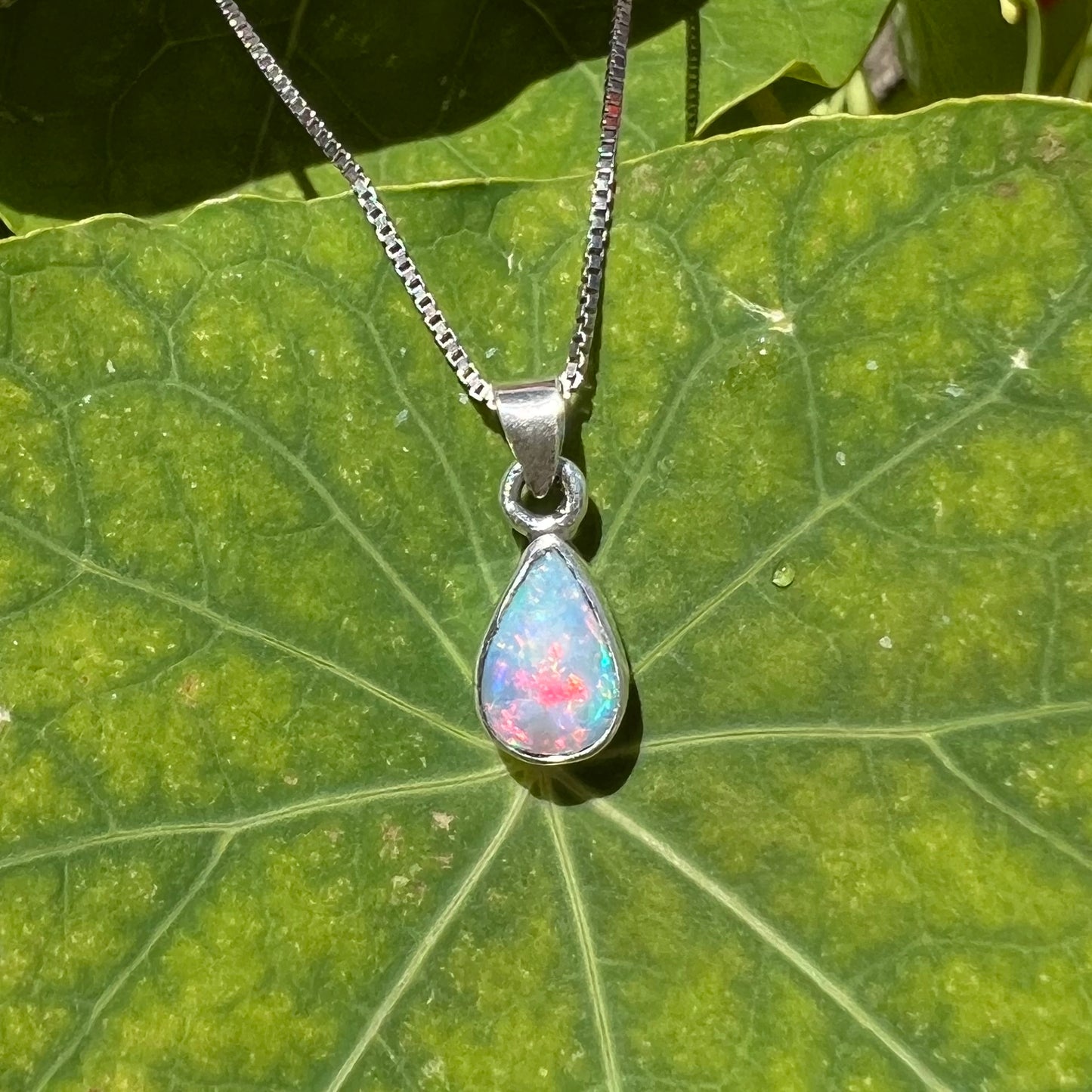 Maddie | Petite Enhanced Opal Necklace in Sterling Silver