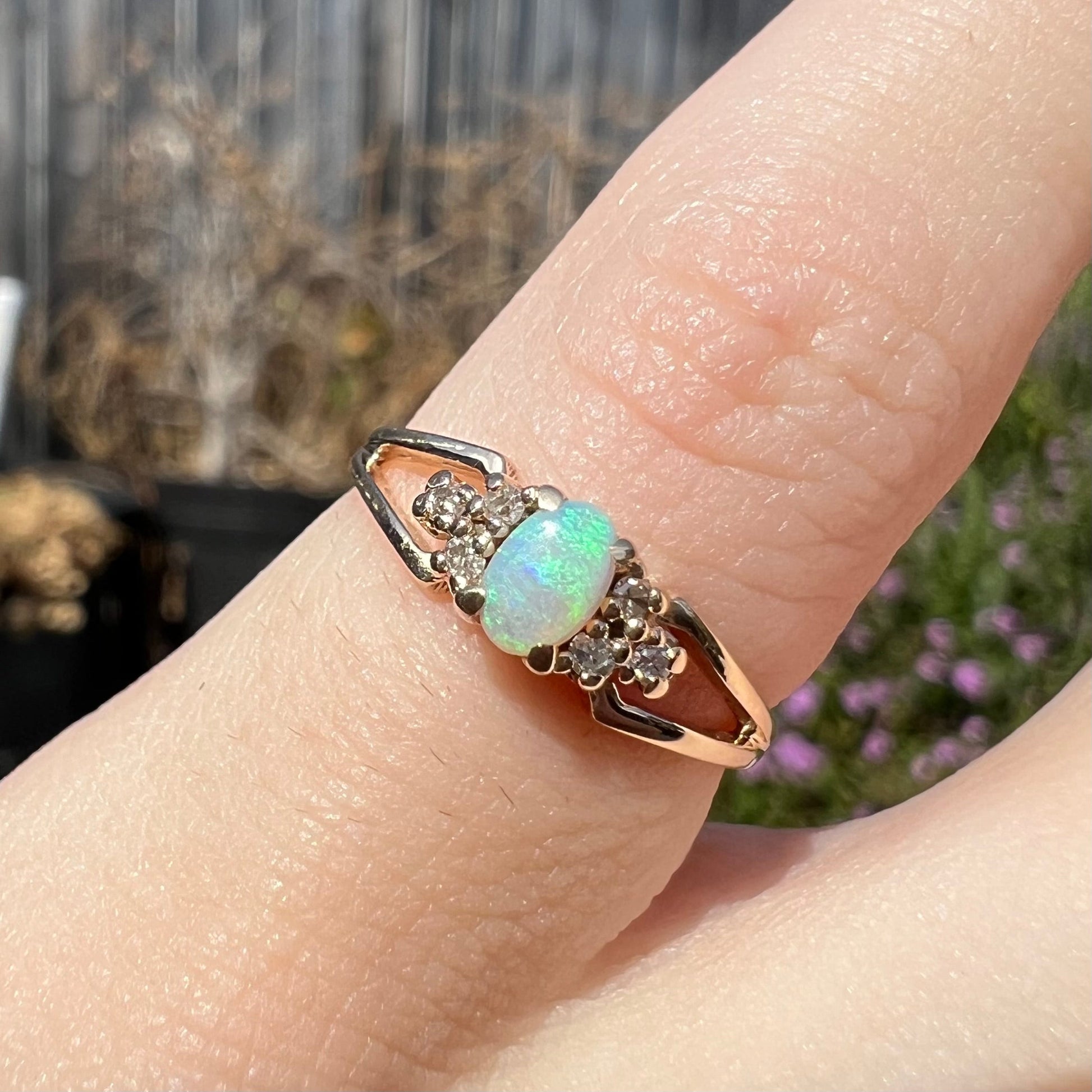 Child's Crystal Opal Diamond Ring in 10k Gold OpalPop