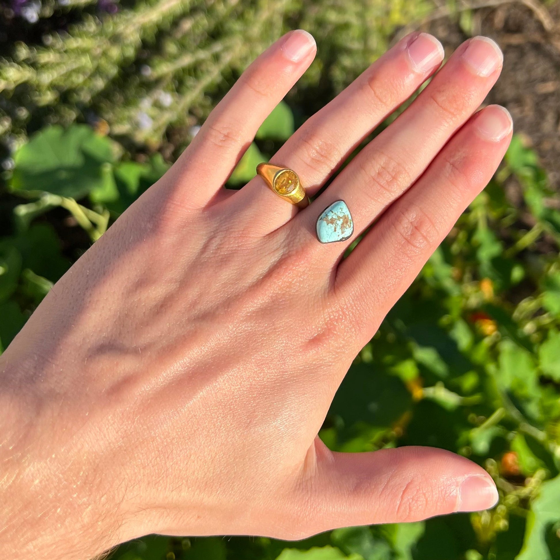 A loose, powder blue Dry Creek turquoise stone from Lander County, Nevada.