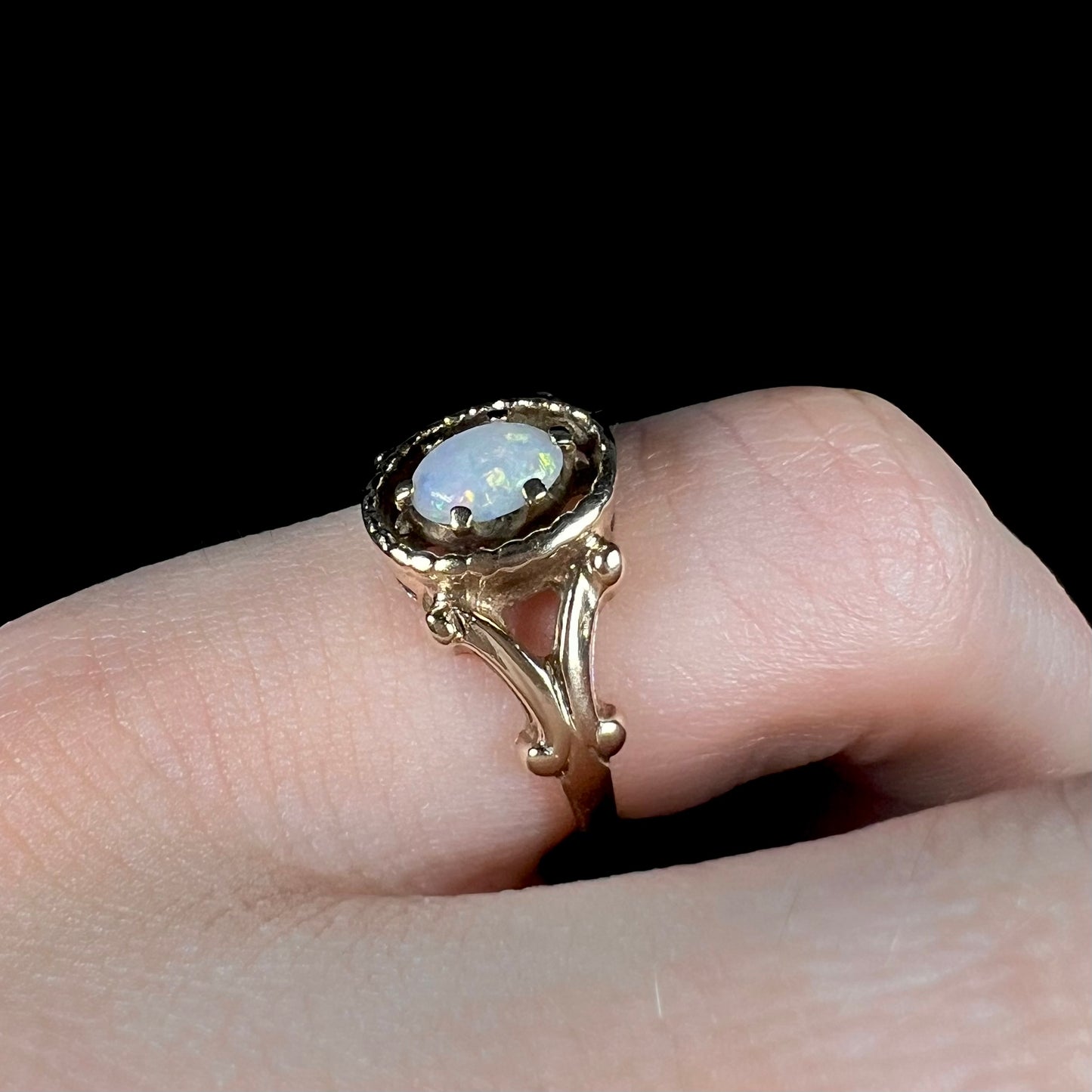 Eleanor | Nouveau Revival Opal Solitaire Ring in 10k Gold