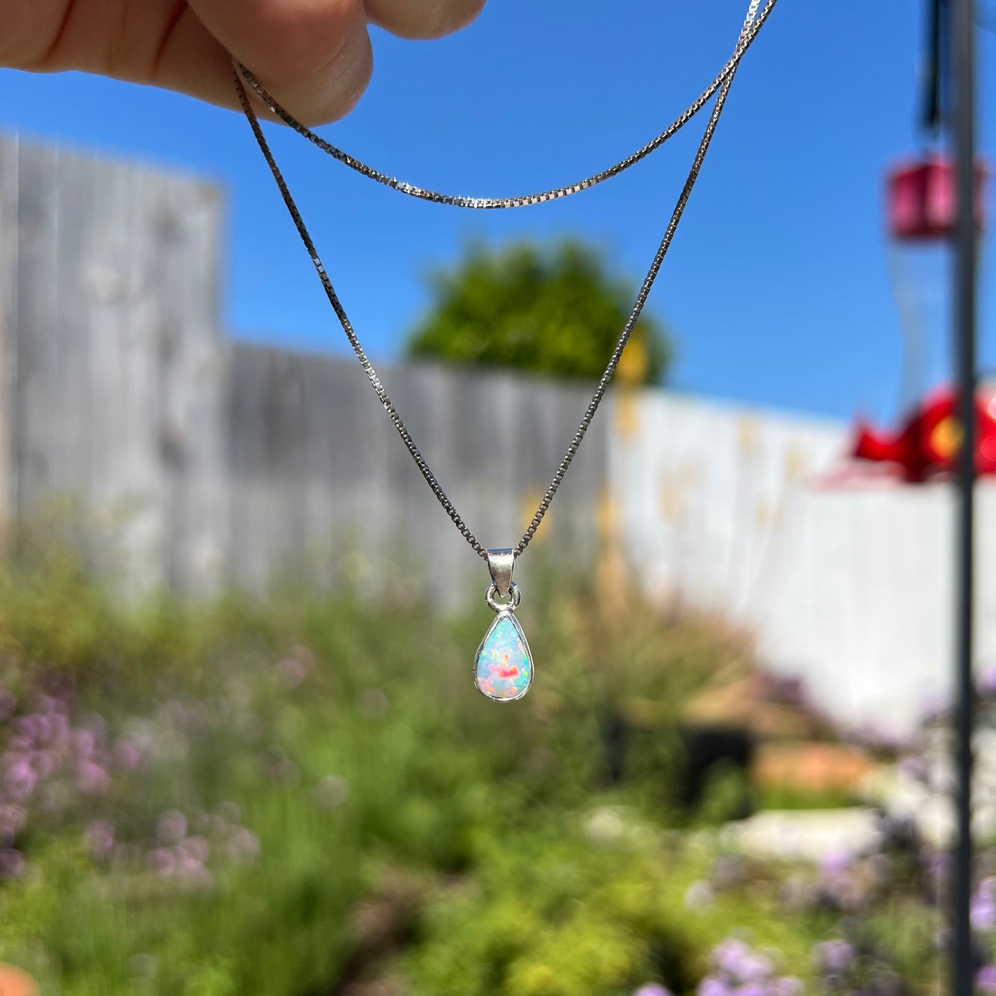 Maddie | Petite Enhanced Opal Necklace in Sterling Silver