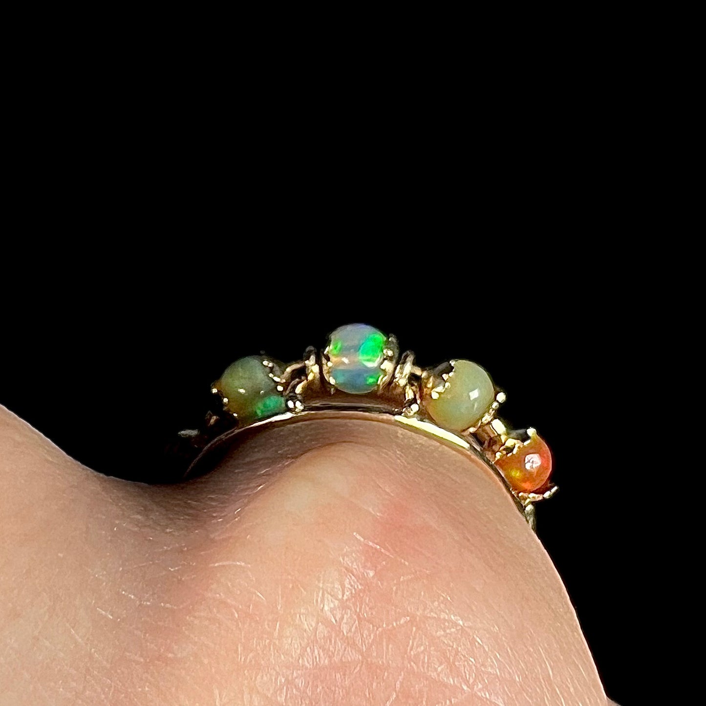 Lisa | Estate Fire Opal Spinner Ring in 18k Gold