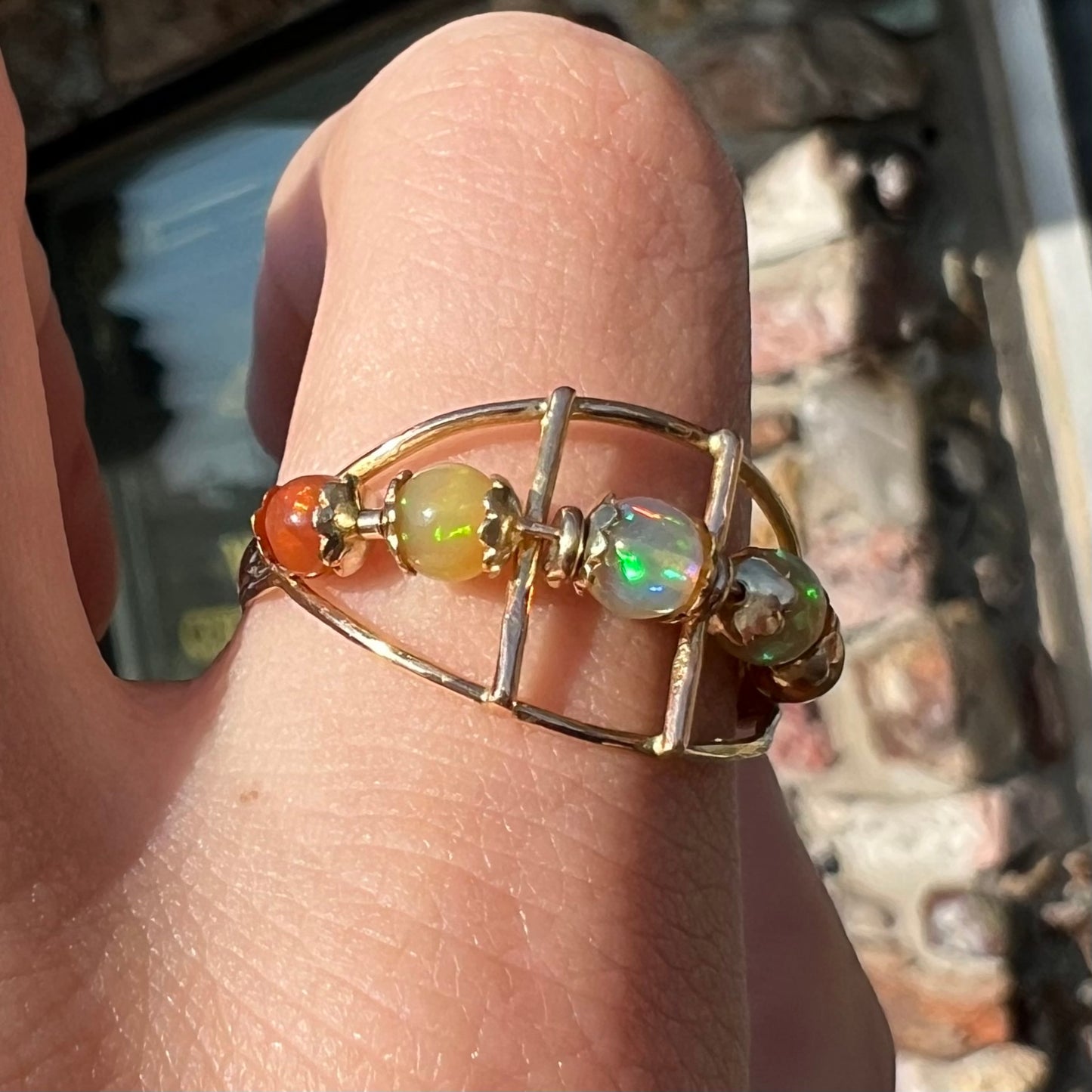 Lisa | Estate Fire Opal Spinner Ring in 18k Gold