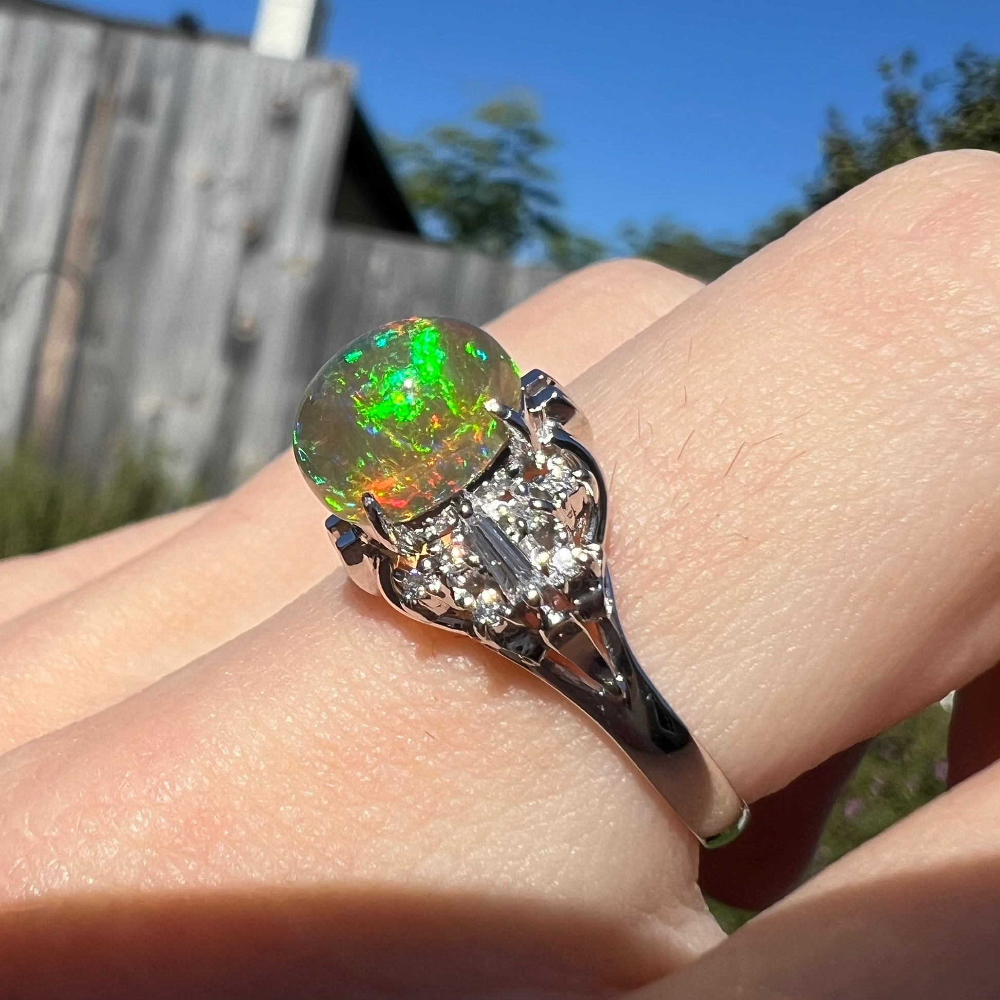 Mexican Fire Opal Ring in Platinum OpalPop - Main Image