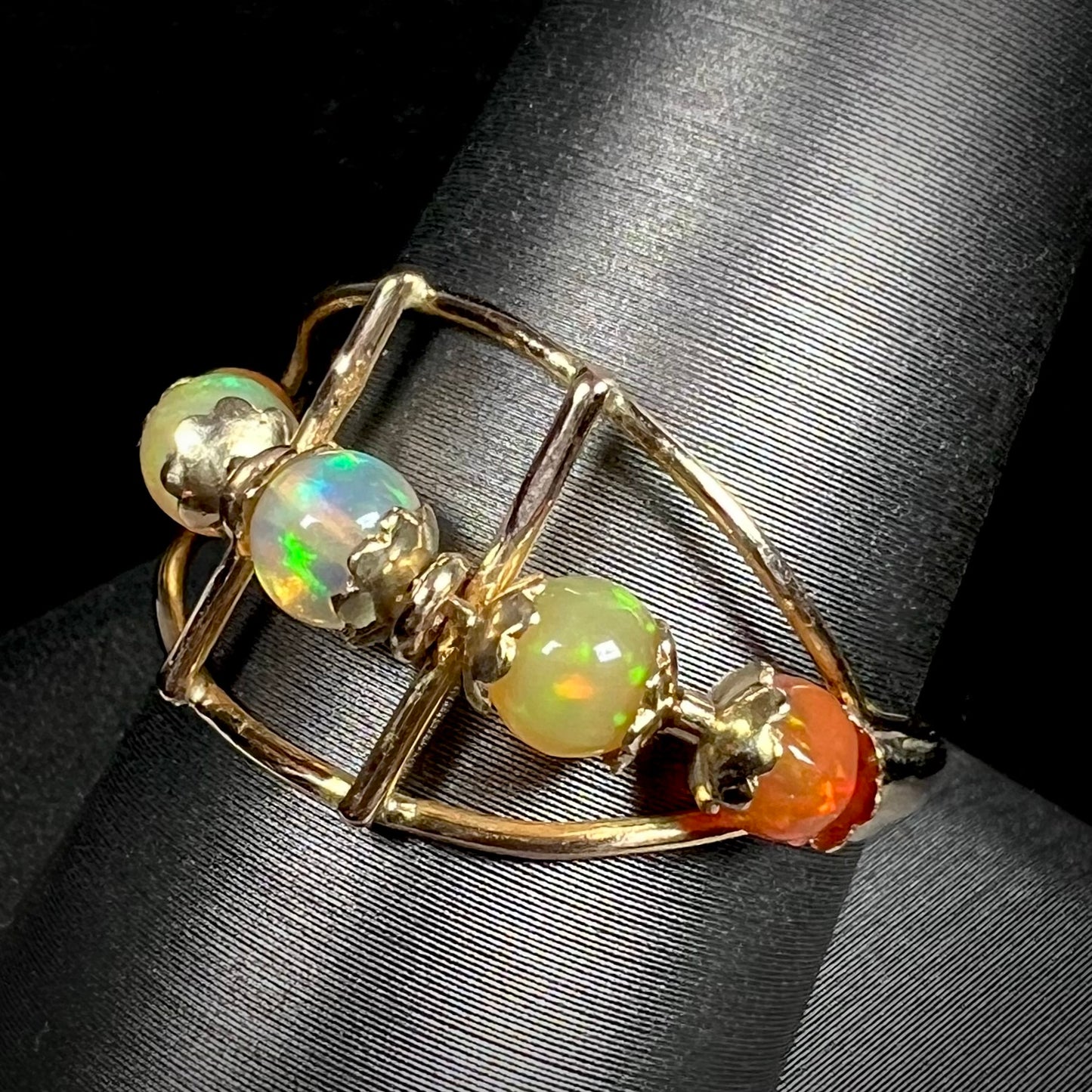 Lisa | Estate Fire Opal Spinner Ring in 18k Gold