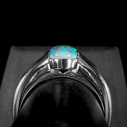 Alina | 1.88ct Lightning Ridge Black Opal & Diamond Ring in Platinum