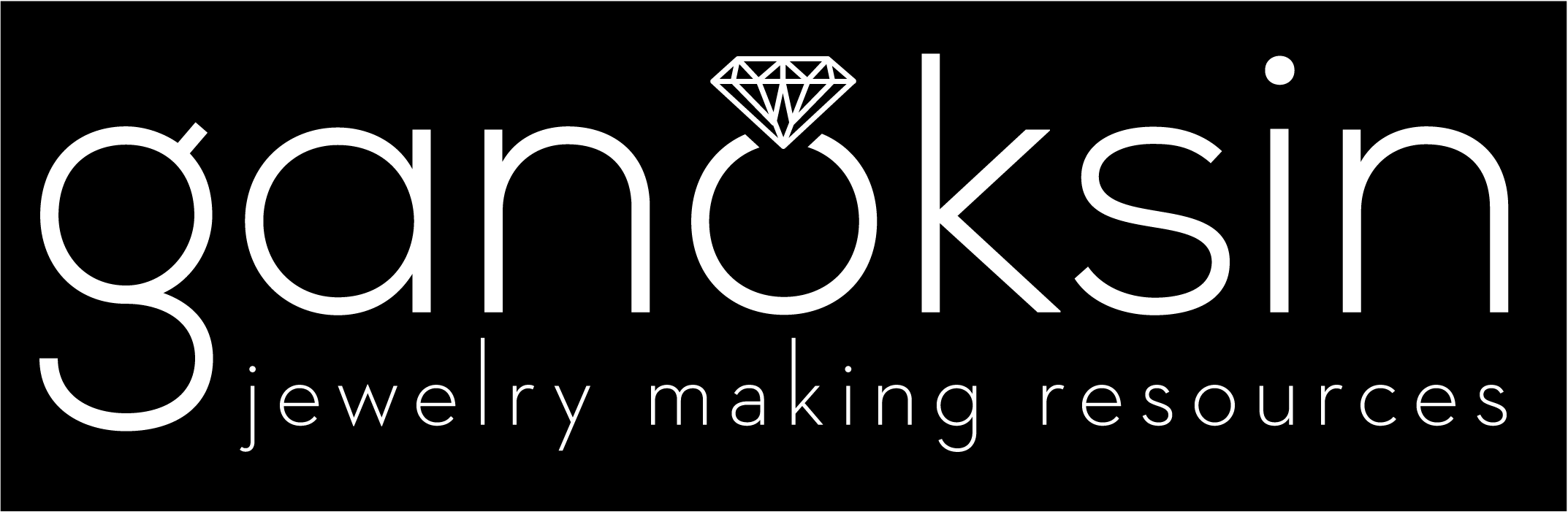 Ganoksin jewelry making resources logo on a black background.