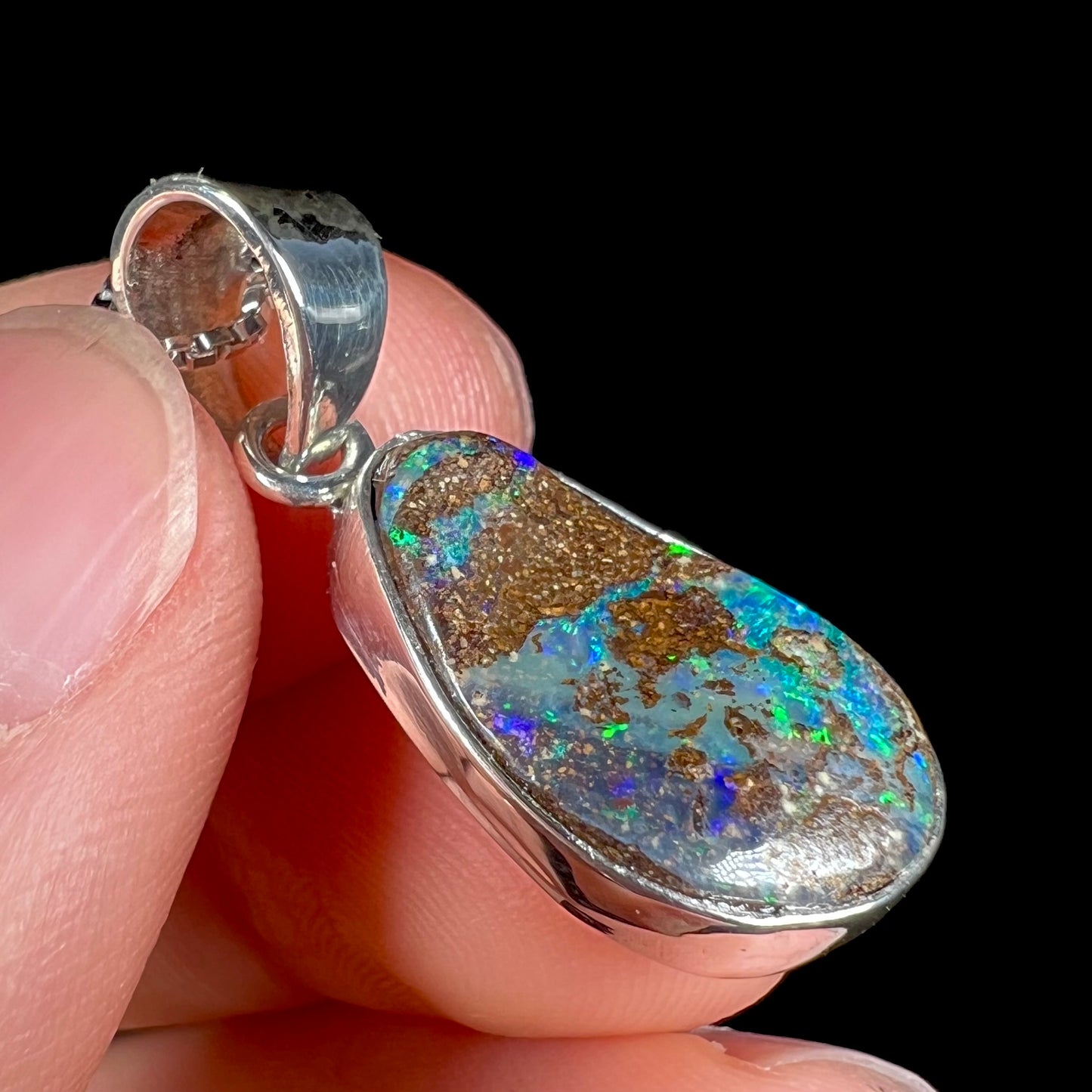 Jaanvi | 6.00ct Boulder Opal Necklace in Sterling Silver