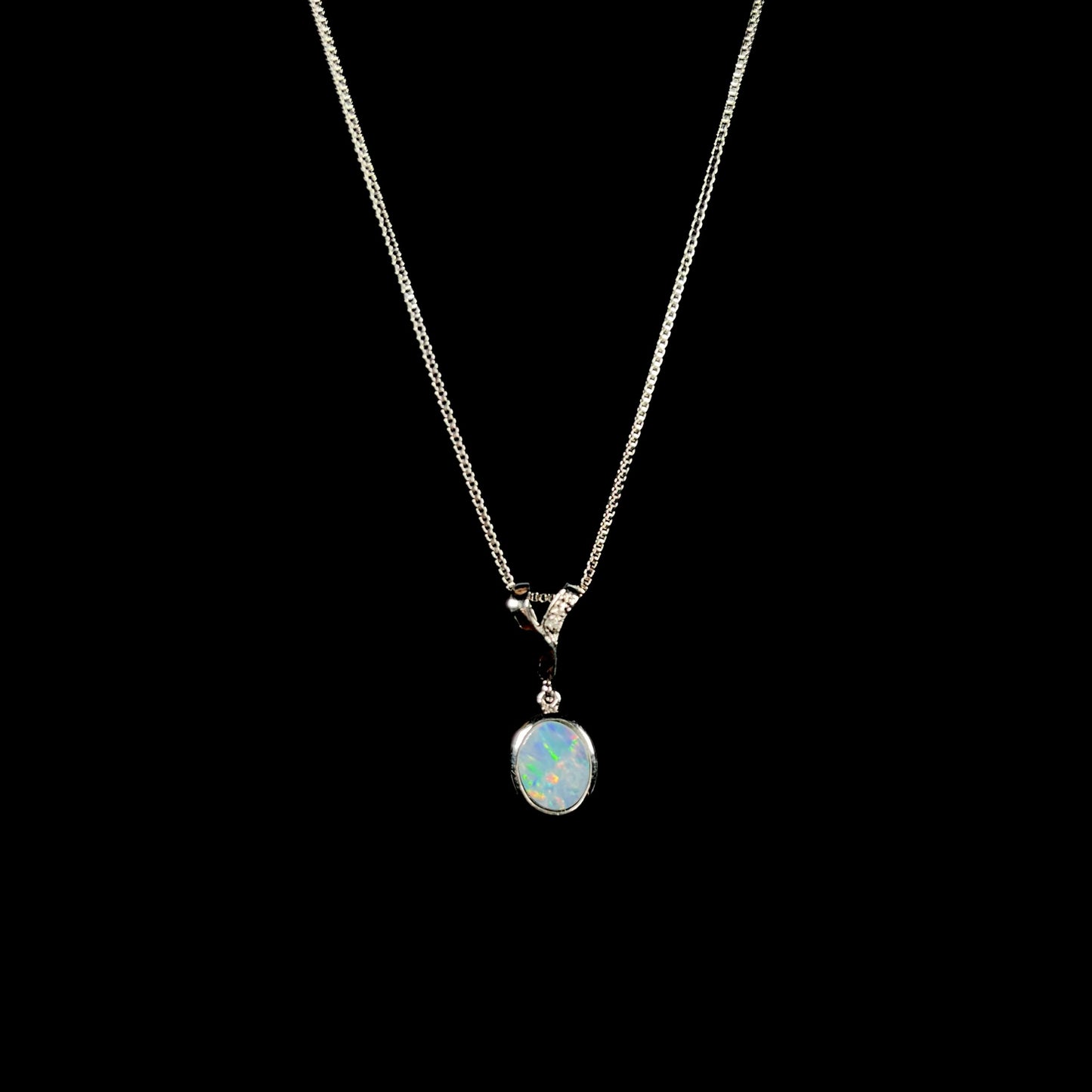 Margaret | Black Opal Doublet Necklace in Sterling Silver