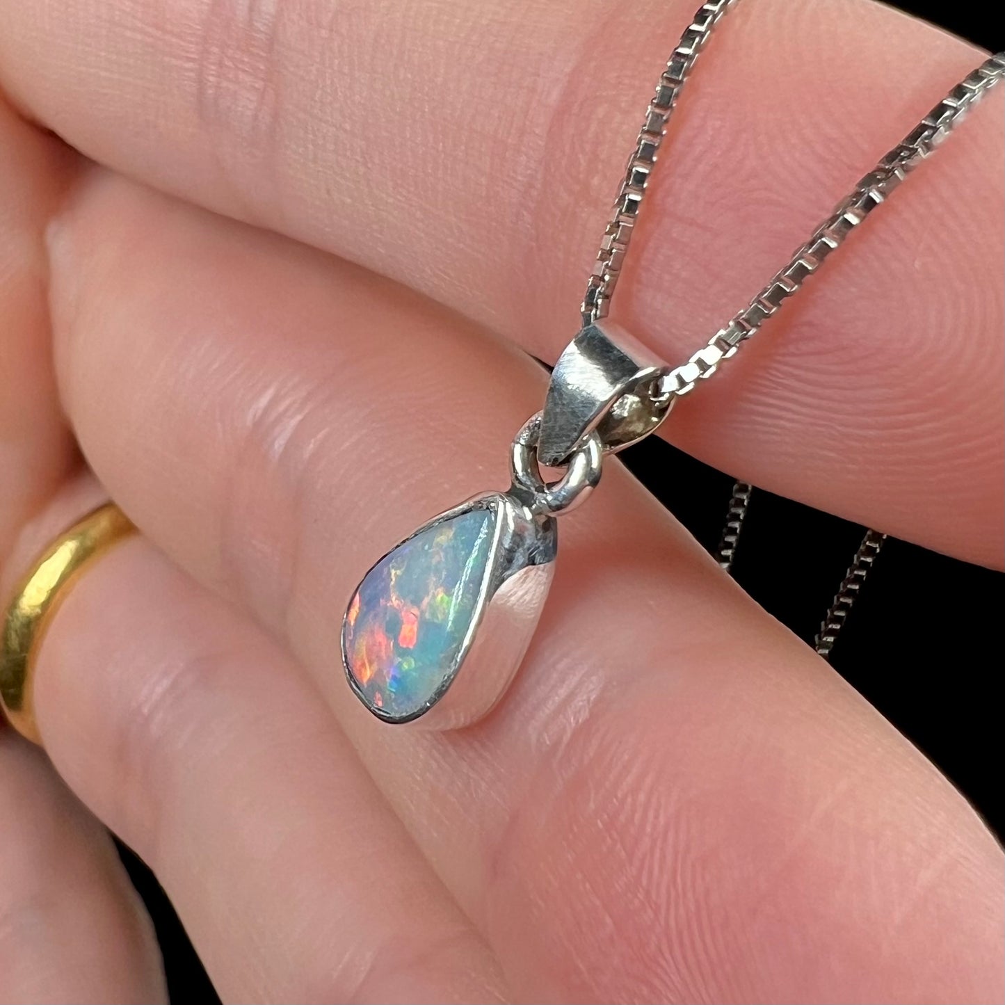 Maddie | Petite Enhanced Opal Necklace in Sterling Silver