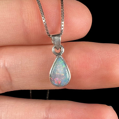 Maddie | Enhanced Crystal Opal Necklace in Sterling Silver