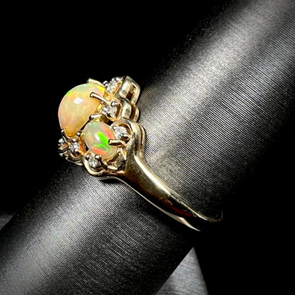 Harriet | Three-Stone Ethiopian Fire Opal Ring in 10k Gold