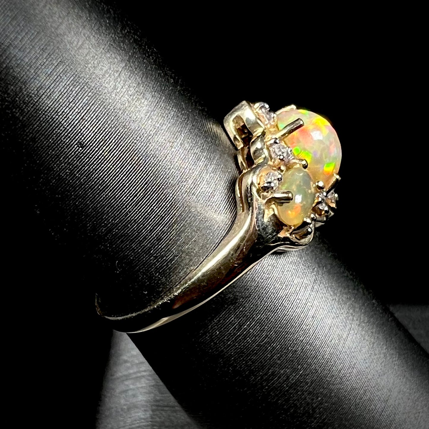 Harriet | Three-Stone Ethiopian Fire Opal Ring in 10k Gold