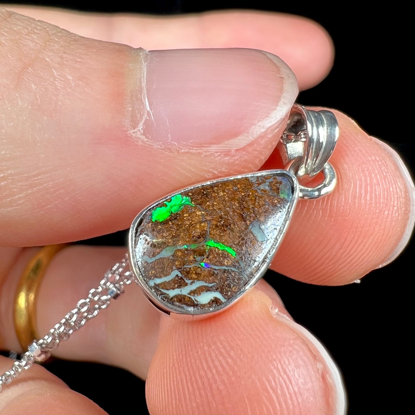 Jan | 3.20ct Boulder Opal Necklace in Sterling Silver