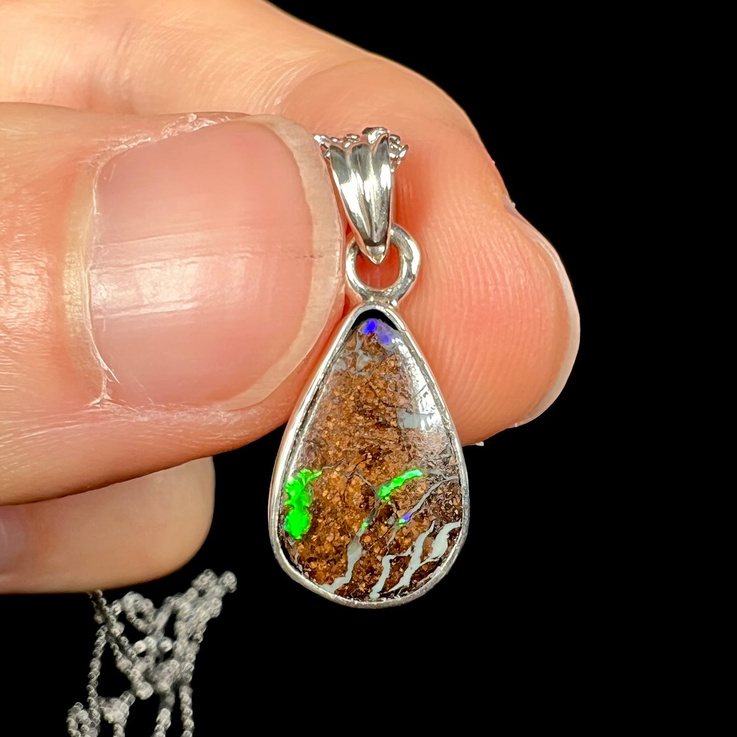 Jan | 3.20ct Boulder Opal Necklace in Sterling Silver