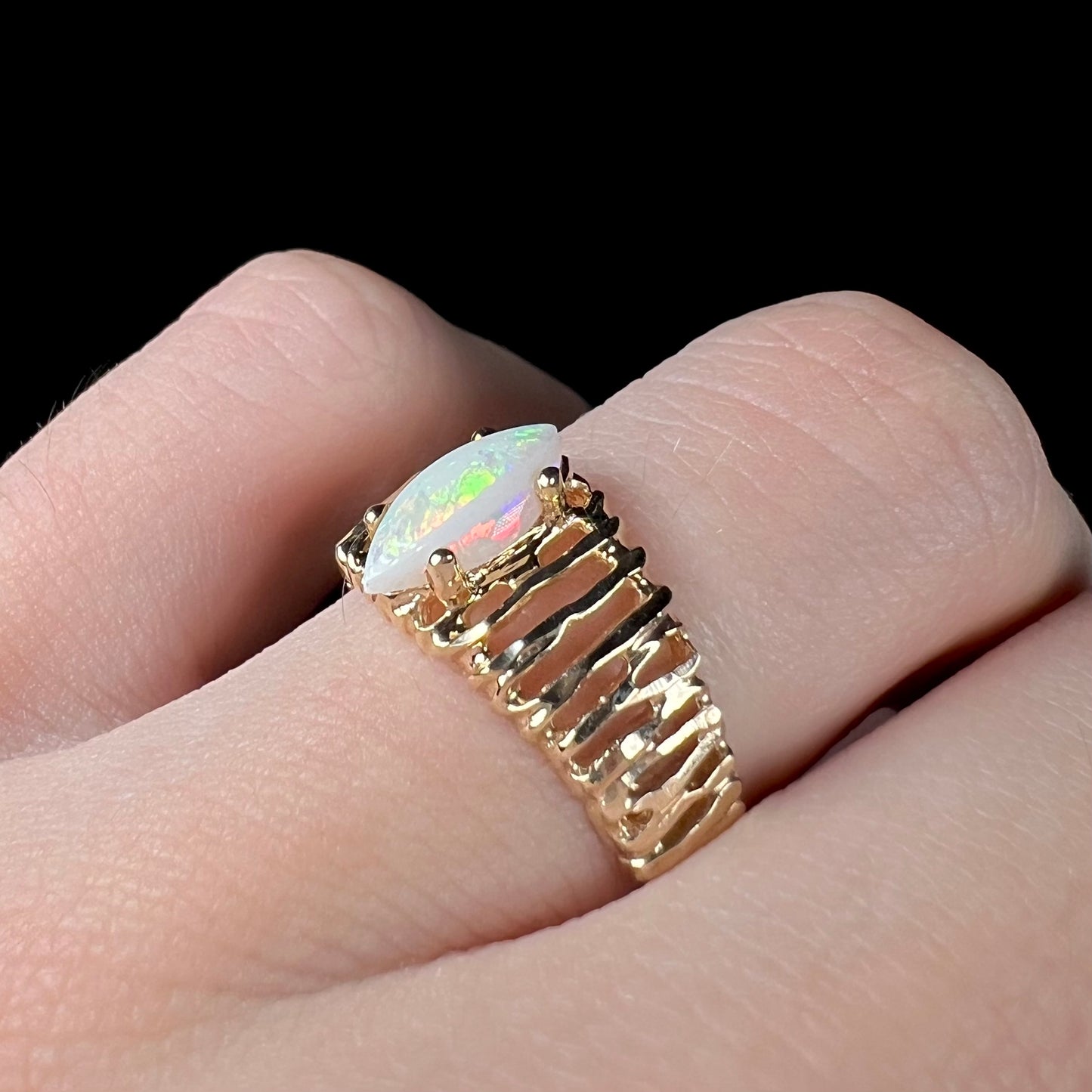 Martina | Marquise Cut Australian Opal Ring in 10k Gold